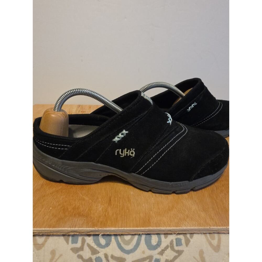 Ryka Rocker Blk suede Slip-on Mules gray outsoles size 10W - Picture 2 of 8